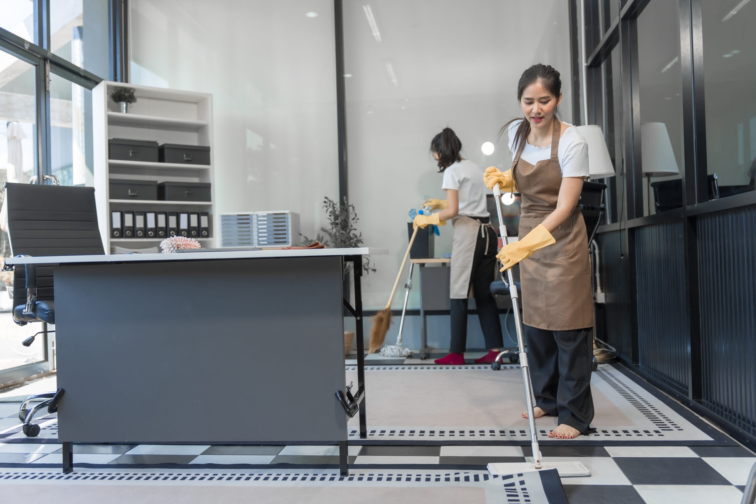 office cleaning crew at work in daytime 2026 01 08 01 23 02 utc